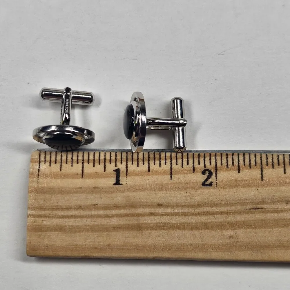 Sun Eagle Cufflinks Silvertone w/Stone Vintage